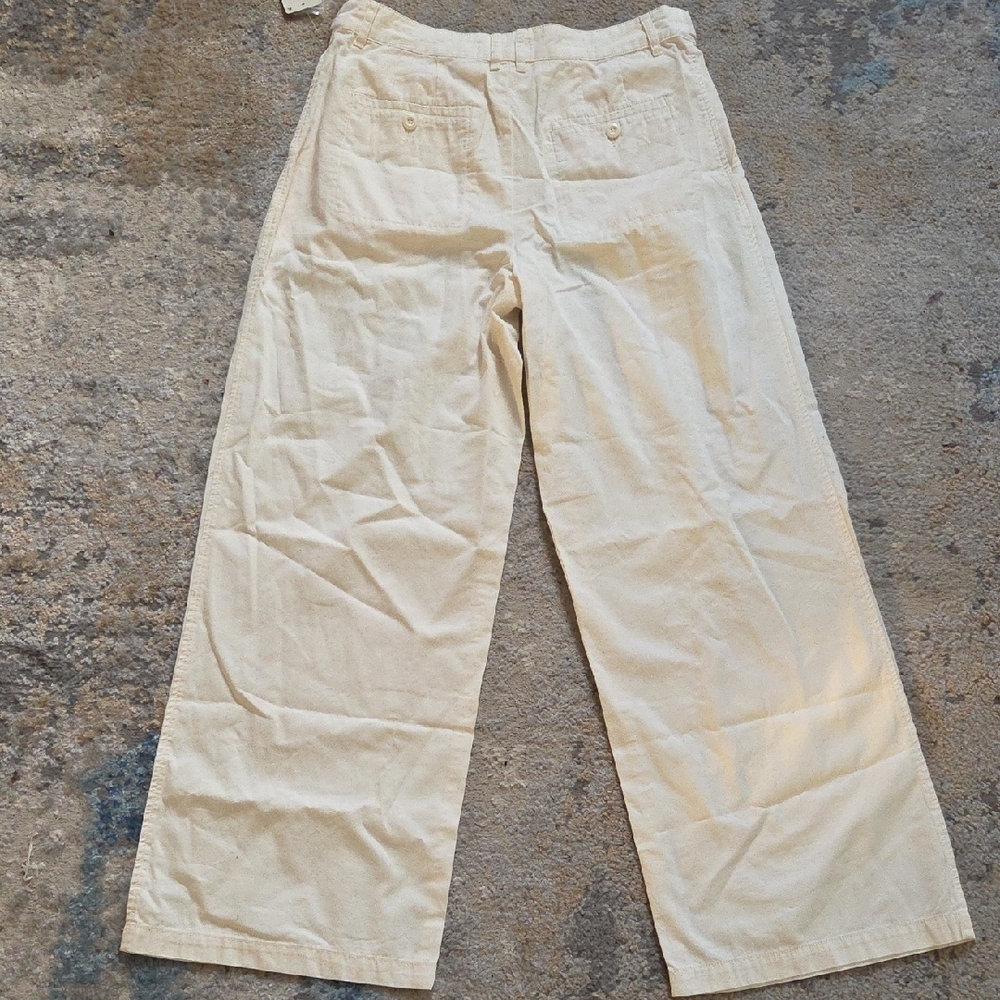 Lucky Brand Cotton Wide Leg Cream Pants - Picture 5 of 9